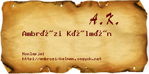 Ambrózi Kálmán névjegykártya